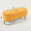 PAGED Storage Bench Oval Velvet Entryway Bench Modern Foot Stool with Lift-Top Lid and Sturdy Metal Legs for Entryway, Bedroom - 2 of 4