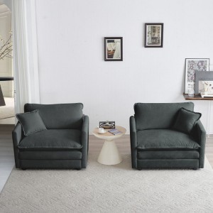 Modern Pair of Plush Chenille Lounge Chairs with Removable Cushions - 1 of 3