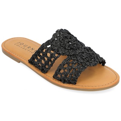 Journee Collection Womens Lissia Slip On Slide Flat Sandals