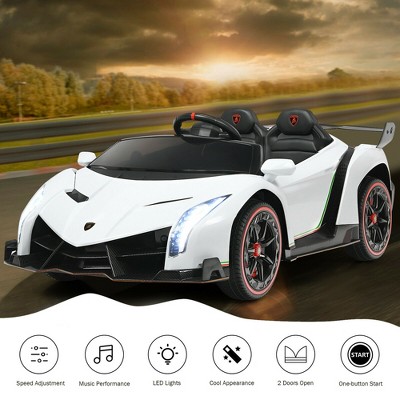 White 12V 2-Seater Lamborghini Kids Ride-On Car with RC