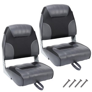 Garvee 2 Pack Boat Seats Low Back, Folding Fishing Boat Chair with Thickened Sponge Padding and Hinge for Sightseeing Boat, Speedboat, Canoe - 1 of 4