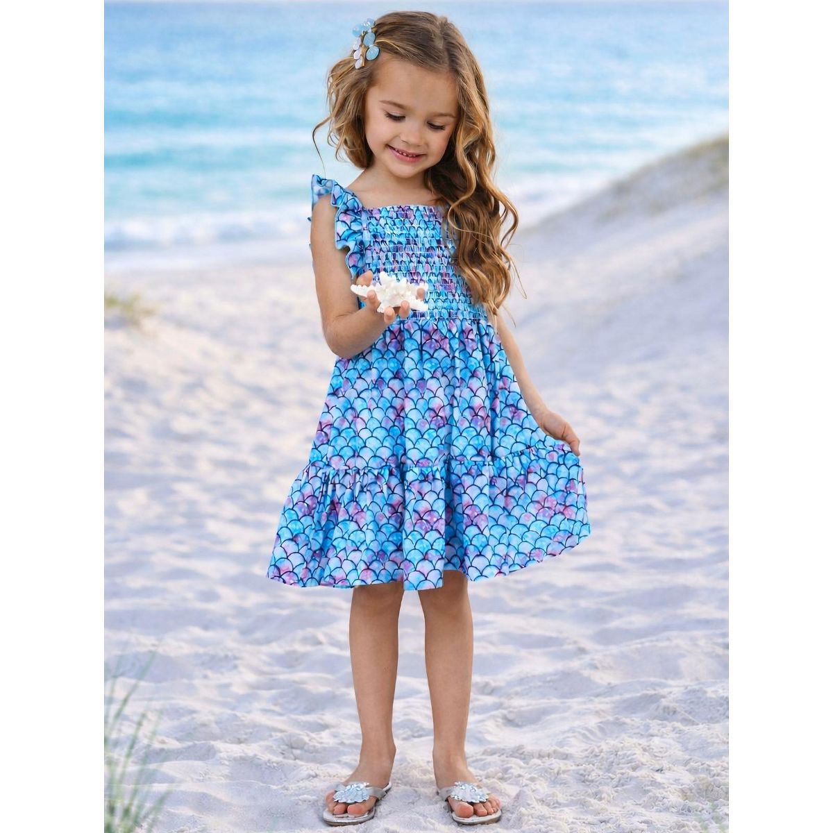 I Washed Up Like This Mermaid Ruffle Sundress Mia Belle Girls - thumbnail 6