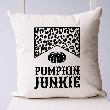 City Creek Prints Leopard Pumpkin Junkie Canvas Pillow Cover - Natural