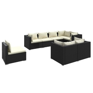 vidaXL Garden Lounge Set Black and Cream - 1 of 4