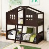 NicBex Twin over Twin Bunk Bed Roof Shape Loft Bed Pine Bed Frame with 2 Windows, Inclined Ladder and Guardrail, No Box Spring Required - 2 of 4