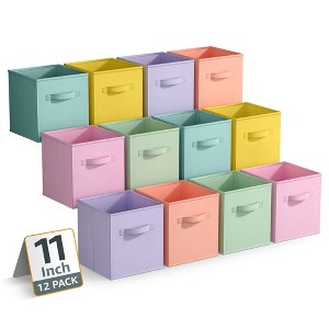 Sorbus 11 Inch 12 Pack Sturdy Collapsible Fabric Storage Cubes with Handle - for Organizing Clothes, Toys, Books, Shelves & more - 1 of 4