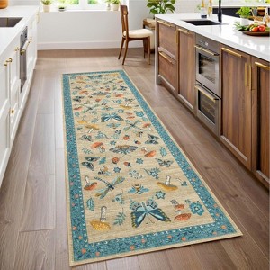 Washable Rug - Non-Slip Soft Farmhouse Carpet Low Pile Thin Floor Cover for Living Room, Bedroom Nursery Dining Room Dorm - 1 of 4