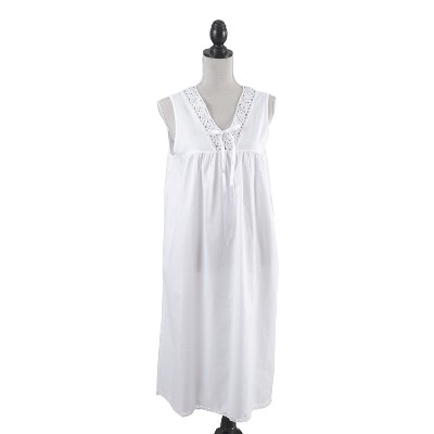 Saro Lifestyle Long Nightgown With Embroidered Design