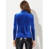 Allegra K Women's Solid Turtleneck Velvet Long Sleeve Work Basic Velour Blouse - 4 of 4