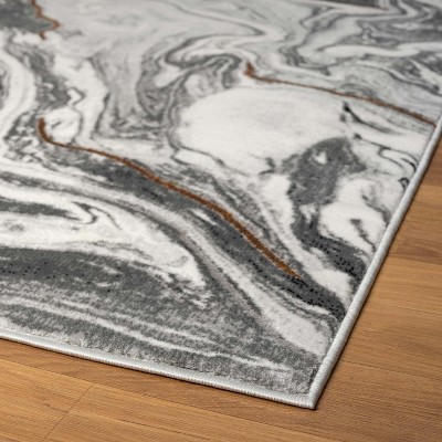 Gray Marble Abstract Pattern 6' x 9' Synthetic Area Rug