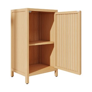VANIRROR Small Bamboo Storage Cabinet, Freestanding Sideboard Cabinet With Slatted Door for Bathroom, Living Room, Hallway, Kitchen, Natural Color - 1 of 4