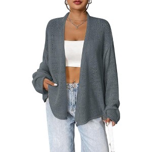 Women's Loose Thin Knitted Cardigan Jacket Autumn Popular Solid Colour Casual Outer Cardigan Sweater - 1 of 2