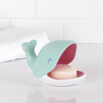 Whale Shaped Blue and Pink Plastic Kids' Soap Dish