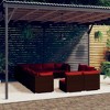 vidaXL 12-Piece Patio Lounge Set in Brown Poly Rattan with Cushions - Comfortable Outdoor Seating Arrangement for Garden, Balcony, Backyard, Poolside - 2 of 4