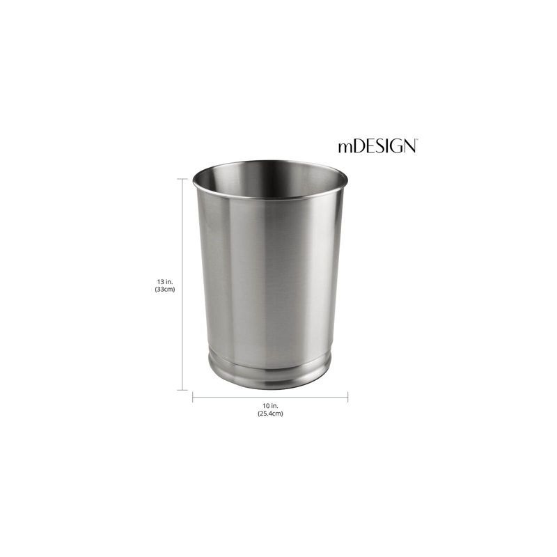 mDesign Metal Round Small Trash Can Wastebasket, 3 of 6