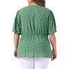 Agnes Orinda Women's Plus Size Polka Dots V Neck Short Sleeve Wrap Peplum Blouse - 4 of 4
