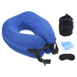 Unique Bargains Memory Foam Inflatable Portable Lightweight Travel Pillows - 1 of 4