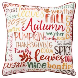 20"x20" 'autumn, fall…' Square Throw Pillow Cover - Rizzy Home