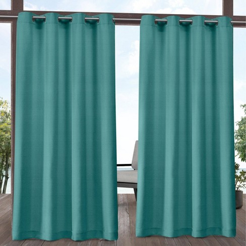Aztec Indoor Outdoor Grommet Top, Teal Grommet Curtain Panels