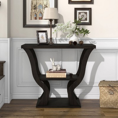 Espresso Brown 39" Wood Console Table with Storage