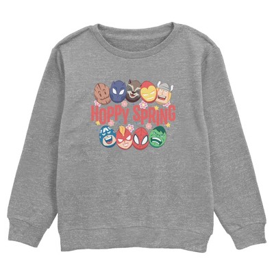 Boy's Marvel Hoppy Egg Hunt  Sweatshirt - Athletic Heather - X Large