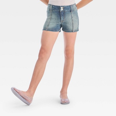 Girls' Mid-Rise Paneled Denim Shorts - art class™