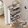 Shoe Storage Cabinet with 2 Flip Drawers Farmhouse Shoe Organizer with Metal Legs, Narrow Shoe Rack for Entryway, Foyer, Hallway - 4 of 4