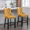 QingMoon Velvet Upholstered Barstools, Button Tufted Counter Chairs Set of 2 with Nailhead Trim and Wooden Legs for Kitchen, Cafe, Pub - 2 of 4