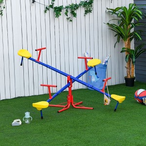 Vynxaria Kids Seesaw Swivel Teeter Totter with 360¡ã Spinning, 4 Seater Seesaw Outdoor Playground Equipment for Backyard, Boys and Girls Aged 3-8 - 1 of 4