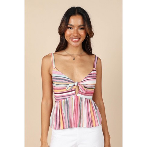 Strappy Halter Linen Peplum Top