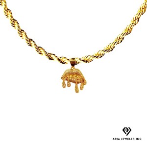 Aria Jeweler Inc Chain with Gold Diamond Lip Drip Pendent - 1 of 4