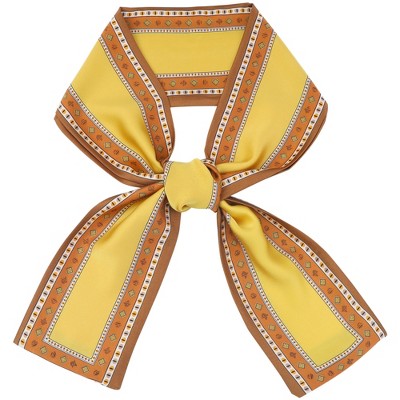 Elerevyo Women's Contrast Color Skinny Long Hair Ribbon Handbag Handle Wrap Neck Scarves 1 Pc