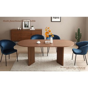 Racxily Walnut 78" Mid-Century Dining Table – Small Space-Friendly, 4-8 Seater with MDF Wood Top | 10-Min Assembly for Kitchen/Living/Office - 1 of 4