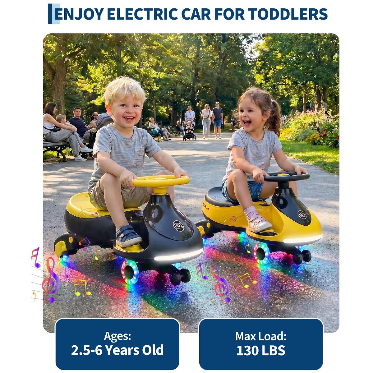 Garvee 12V Electric Wiggle Car for Kids, 2 in 1 Swing Car with Pedal, Anti-Rollover Max 3.5Mph,Max Load 66Lbs,Flashing Wheels, Music, for Toddlers - thumbnail 4
