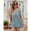 Womens Floral Tunic Blouse 2024 Square Neck Summer Tops Short Ruffle Sleeve Smock Tops for Women - 4 of 4