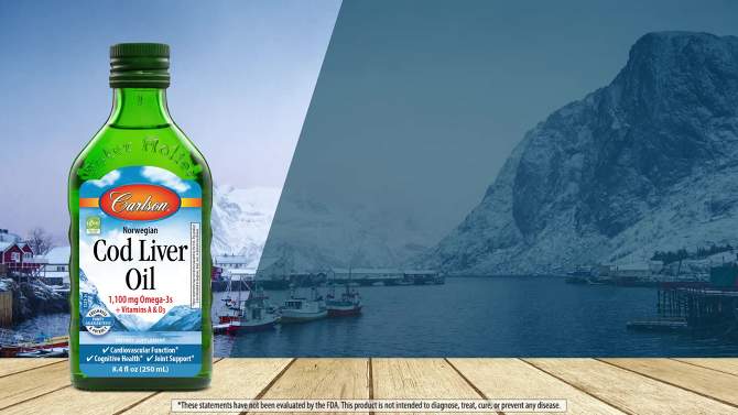 Carlson - Cod Liver Oil, 1100 mg Omega-3s + A & D3, Norwegian, Wild Caught, Sustainably Sourced, Unflavored, 5 of 6, play video