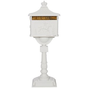 Vynxaria White Retro Mailbox - Elegant Locking Postal Box, 45.5" Tall - 1 of 4