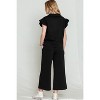 I AM A FASHION JUNKY Black Textured Ruffle Cap Sleeve Top and Wide Leg Pants Set - 2 of 4