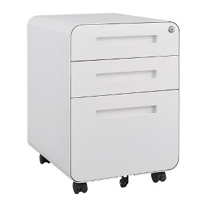 3 Drawer Mobile File Cabinet With Lock, Metal Under Desk Rolling Filing Cabinets, Fully Assembled 5-wheel Office Cabinet For Home Office Letter/A4 - 1 of 4