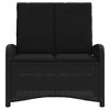 vidaXL Reclining Patio Bench with Cushions Outdoor Furniture Black Poly Rattan - 3 of 4