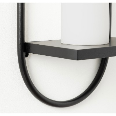 Black Wood and Metal Floating Wall Shelf Set