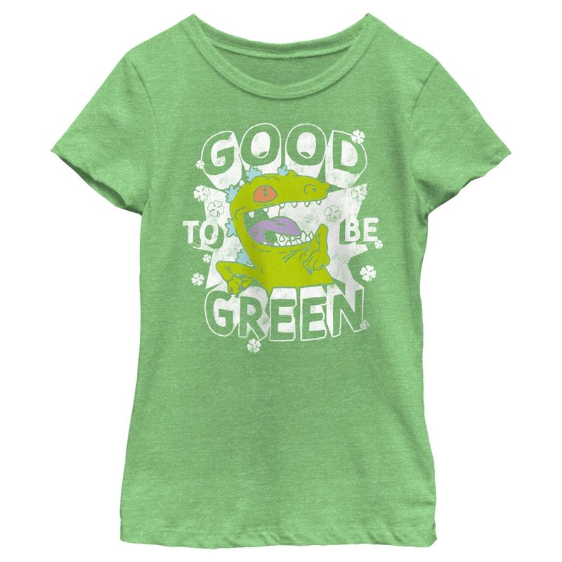 Girl's Rugrats St. Patrick's Day Reptar Good to be Green T-Shirt, 1 of 5