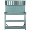 65" Garden Shed Storage Shelves Outdoor Plant Stand Flower Display Rack Wooden Patio Workstation 3-Tier Potting Workbench-The Pop Home - 3 of 4