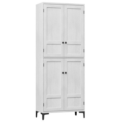 Tall Storage Cabinet, Kitchen Pantry Cabinet 5 Tier Bathroom Cabinet with 4 Doors Adjustable Shelves for Kitchen, Dining Room, Bathroom
