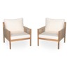 BEAFUP Set of 2 Modern Outdoor Woven Lounge Chair with Solid Wood Frame and Comfortable Polyester Cushions,Perfect for Patio, Garden,or Balcony,Teak - 4 of 4