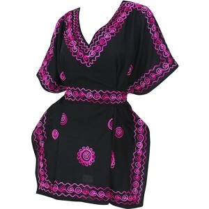 HAPPY BAY Women's Summer Vacation Beachwear Mini Swim Suit Short Beach Dress Front Tie Bathing Suit Cover Ups Large-X-Large Black Solid - 1 of 3