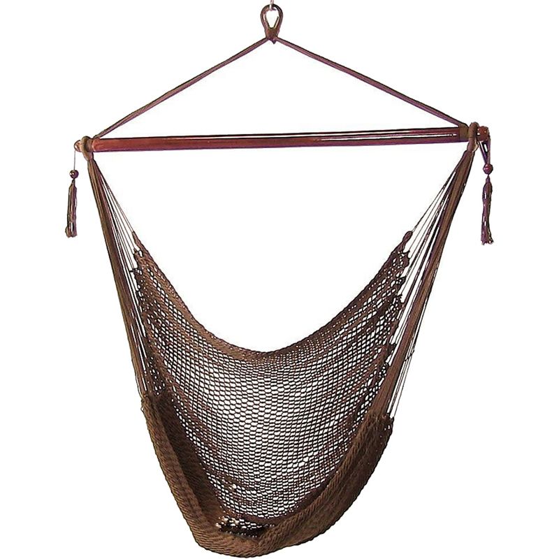 Sunnydaze Caribbean Style Extra Large Hanging Rope Hammock Chair Swing for Backyard and Patio, 1 of 11