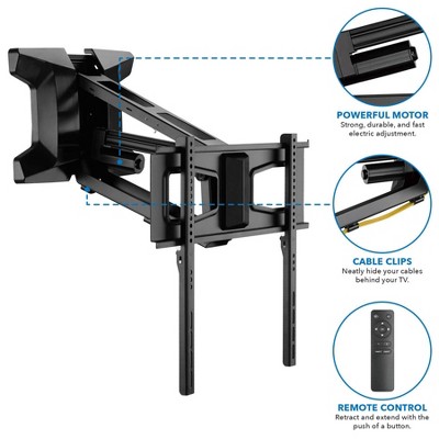 Black Motorized Full-Motion Fireplace TV Wall Mount Bracket