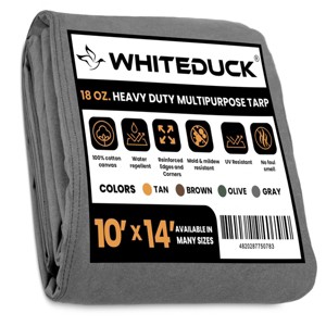 WHITE DUCK Heavy Duty Canvas Tarp, 18 oz Water-Resistant Cotton with Reinforced Edges & Stainless Steel Grommets - 1 of 4
