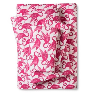Full Printed Pattern Cotton Percale Sheet Set Flamingo - Poppy & Fritz, Pink